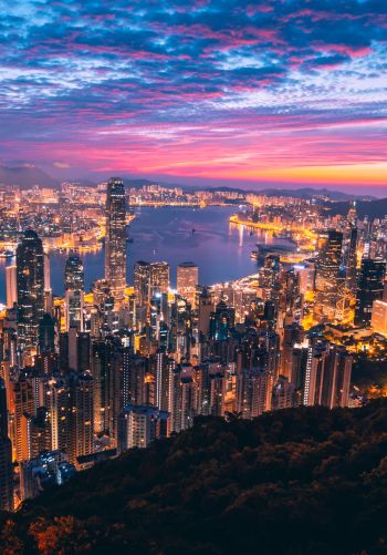 Hong Kong, city lights Wallpaper 1668x2388