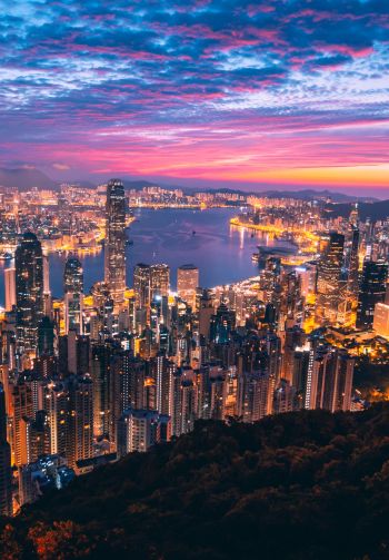 Hong Kong, city lights Wallpaper 1640x2360