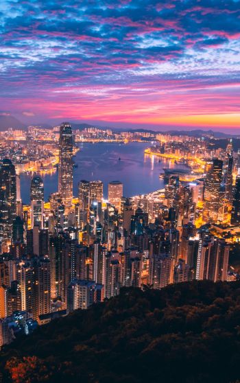 Hong Kong, city lights Wallpaper 1752x2800