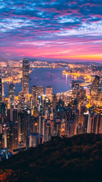 Hong Kong, city lights Wallpaper 720x1280