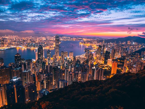 Hong Kong, city lights Wallpaper 1024x768