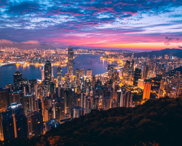 Hong Kong, city lights Wallpaper 1280x1024