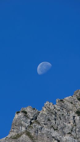 mountains, moon, day Wallpaper 640x1136