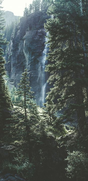 Telluride, USA, waterfall Wallpaper 1440x2960