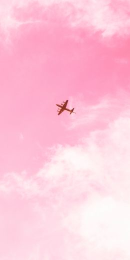 plane, sky, pink Wallpaper 720x1440