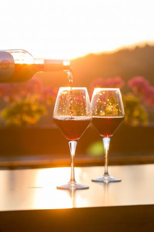 glasses of wine, sunset Wallpaper 2125x3188