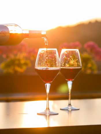 glasses of wine, sunset Wallpaper 1668x2224