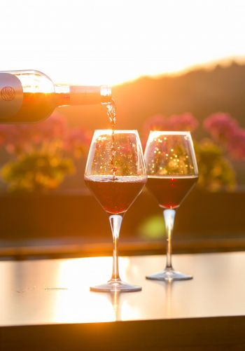 glasses of wine, sunset Wallpaper 1668x2388