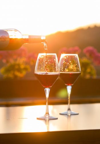 glasses of wine, sunset Wallpaper 1640x2360