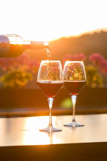 glasses of wine, sunset Wallpaper 640x960