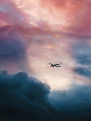 plane, clouds Wallpaper 1620x2160