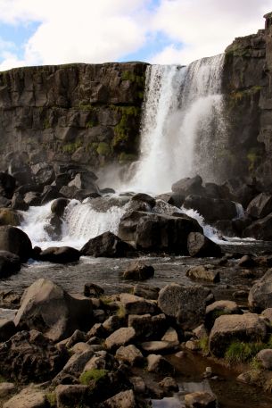 Thingvellir, Iceland, waterfall Wallpaper 8000x12000