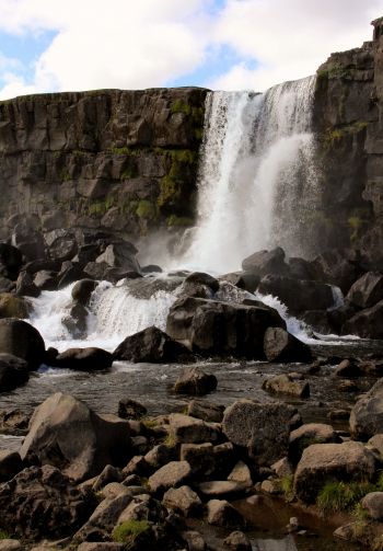 Thingvellir, Iceland, waterfall Wallpaper 1640x2360