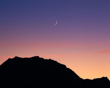 sunset, moon, mountains Wallpaper 1280x1024