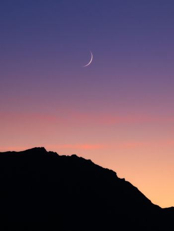 sunset, moon, mountains Wallpaper 1668x2224