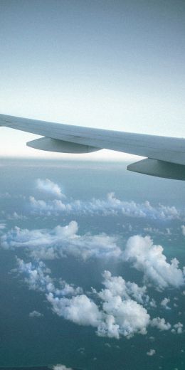 airplane wing, clouds Wallpaper 720x1440