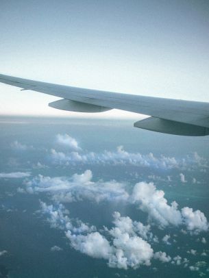 airplane wing, clouds Wallpaper 1620x2160