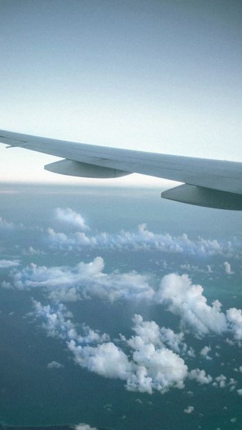 airplane wing, clouds Wallpaper 640x1136
