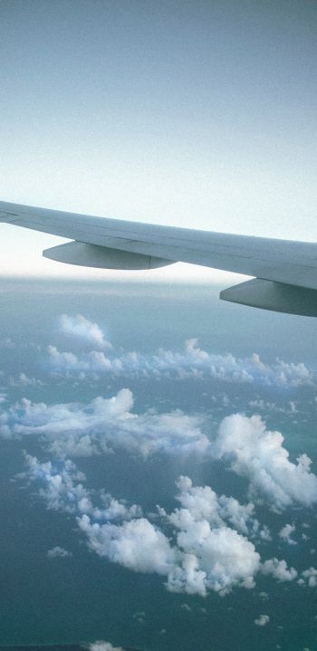 airplane wing, clouds Wallpaper 1080x2220