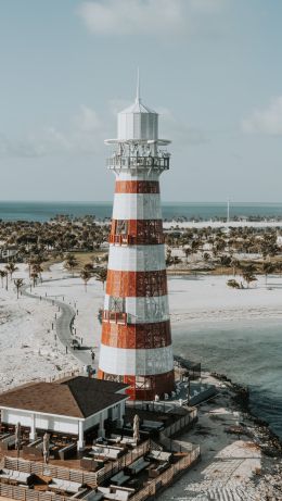 Обои 640x1136 маяк, пляж, берег