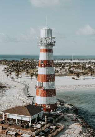 lighthouse, beach, shore Wallpaper 1640x2360