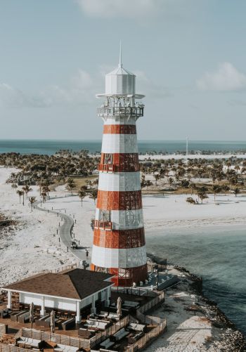 lighthouse, beach, shore Wallpaper 1668x2388