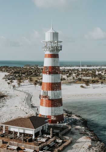 lighthouse, beach, shore Wallpaper 1640x2360