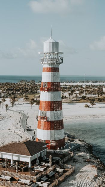 lighthouse, beach, shore Wallpaper 640x1136