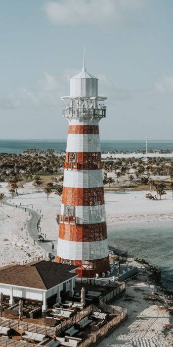 lighthouse, beach, shore Wallpaper 720x1440