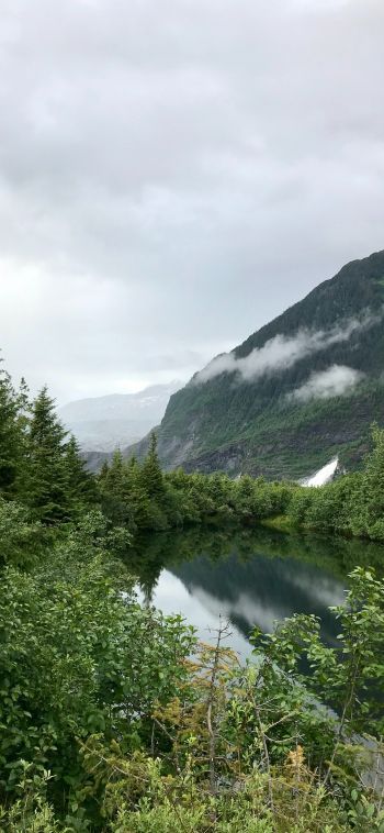 Juneau, USA, mountain lake Wallpaper 1080x2340