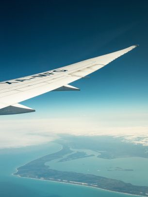 airplane wing, above ground Wallpaper 2048x2732