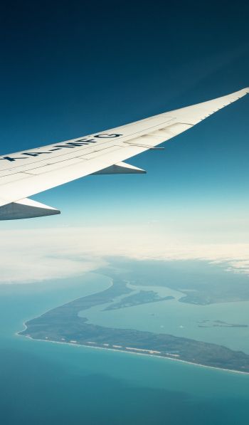 airplane wing, above ground Wallpaper 600x1024