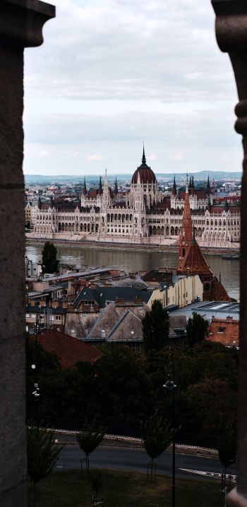 Обои 1080x2220 Будапешт, Венгрия, вид на город