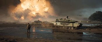 Battlefield 2042, tank, explosion Wallpaper 3440x1440