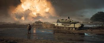 Battlefield 2042, tank, explosion Wallpaper 2560x1080