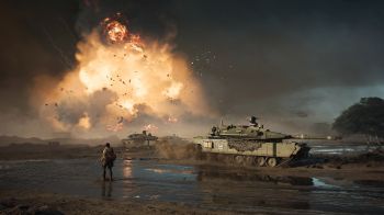 Обои 2560x1440 Battlefield 2042, танк, взрыв
