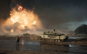 Обои 2560x1600 Battlefield 2042, танк, взрыв