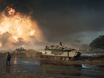 Обои 1024x768 Battlefield 2042, танк, взрыв