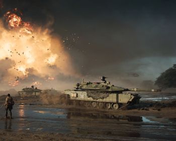 Обои 1280x1024 Battlefield 2042, танк, взрыв