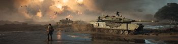 Battlefield 2042, tank, explosion Wallpaper 1590x400