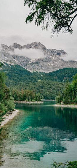 Aibsee, Grainau, Germany, mountain lake Wallpaper 1080x2340