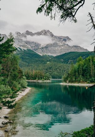 Aibsee, Grainau, Germany, mountain lake Wallpaper 1640x2360