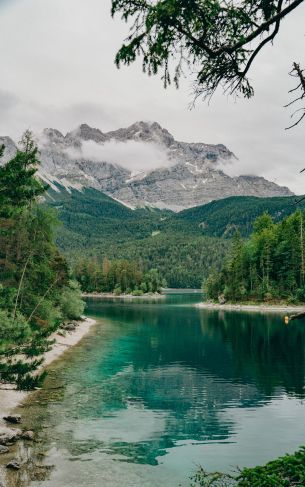 Aibsee, Grainau, Germany, mountain lake Wallpaper 1752x2800