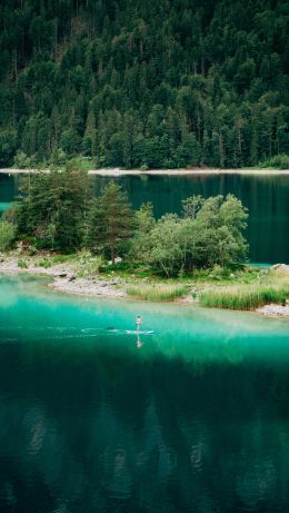 Обои 640x1136 Айбзее, Грайнау, Германия, лесное озеро