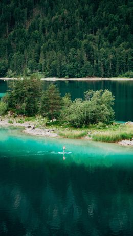 Обои 750x1334 Айбзее, Грайнау, Германия, лесное озеро