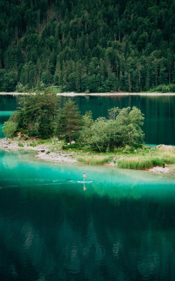 Обои 1600x2560 Айбзее, Грайнау, Германия, лесное озеро