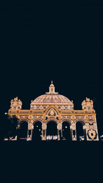 Обои 640x1136 Испания, Севилья, светящаяся арка