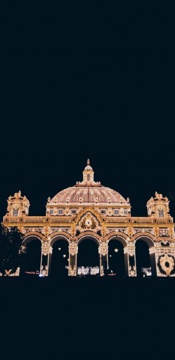 Обои 1440x2960 Испания, Севилья, светящаяся арка