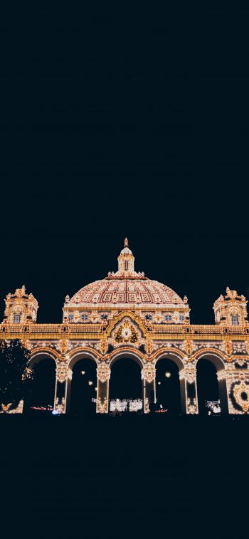 Обои 1125x2436 Испания, Севилья, светящаяся арка