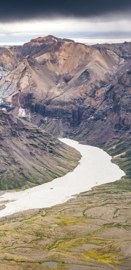 Skaftafel, Iceland, mountain range Wallpaper 1080x2220